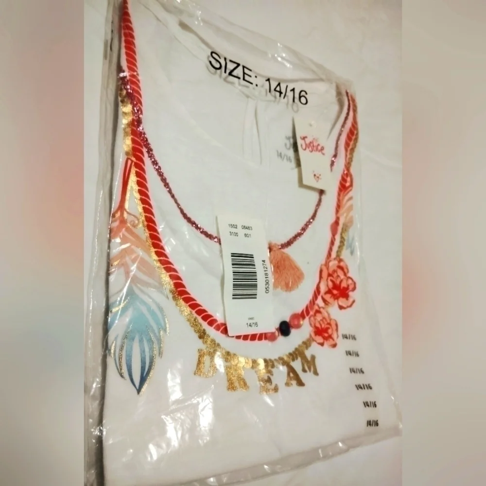 Justice DREAM Neck Candy T-Shirt- 14/16